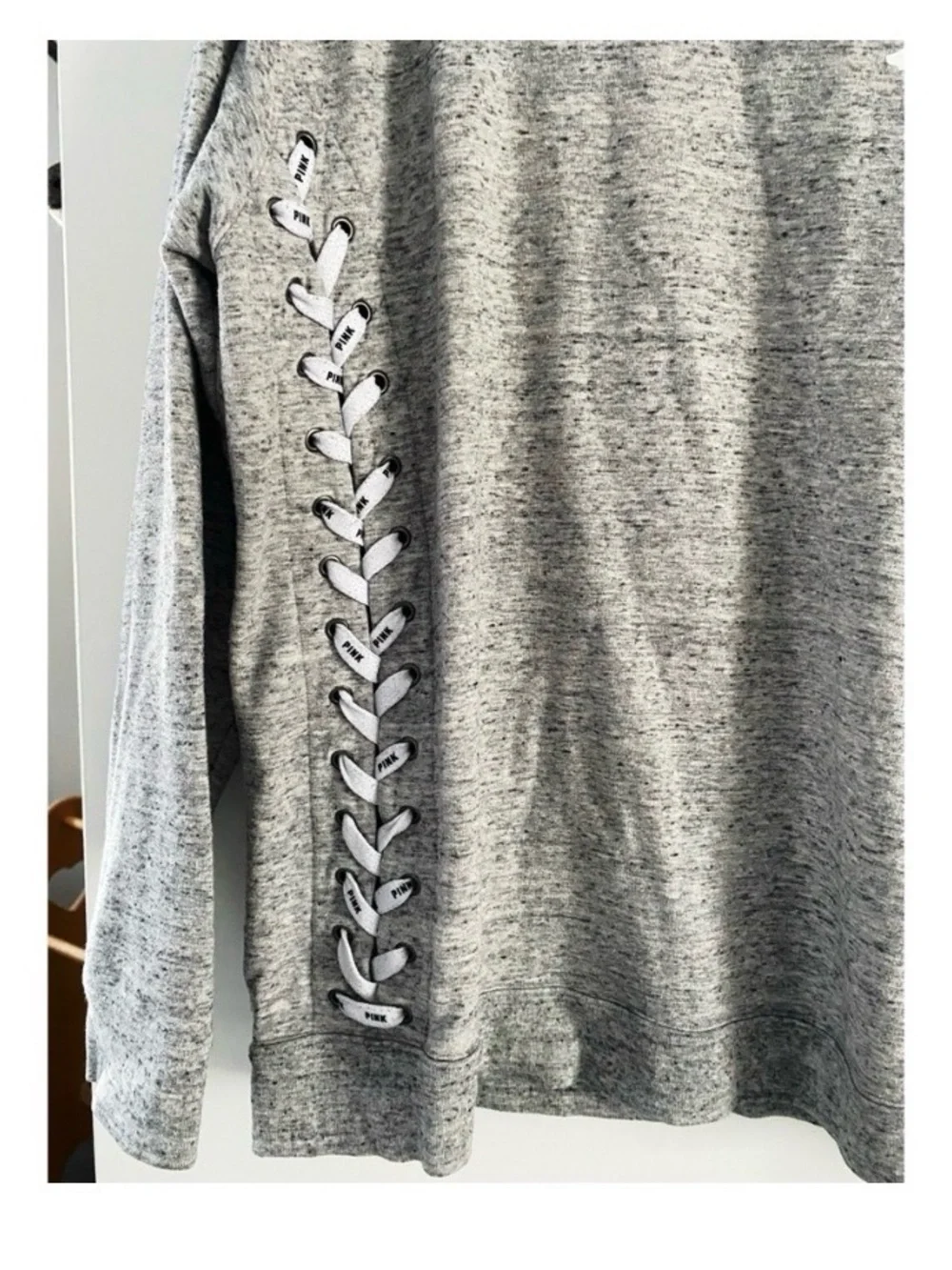 Victoria’s Secret PINK Grey Lace Up Sweatshirt - Picture 4 of 5